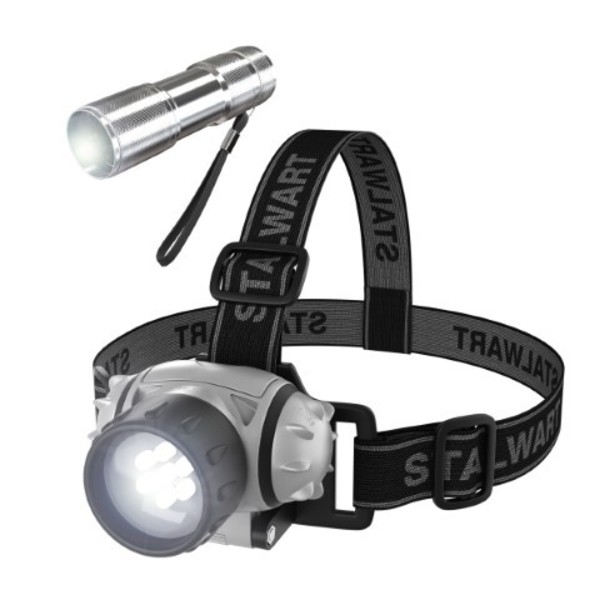 Fleming Supply LED Headlamp, Adjustable Headband and Flashlight Set, Battery Operated 48 Lumen LED Bulbs for Camping 872998UEQ